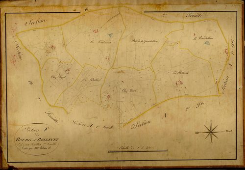 Section F dite du Bourg et Bellevet, feuille n°2 (parcelles 411-614).