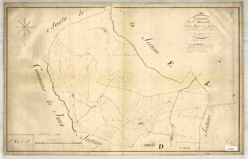 Section E dite de la Bussière, feuille n°2 (parcelles 62-211) avec développement du hameau du Pallaix (1/1250).