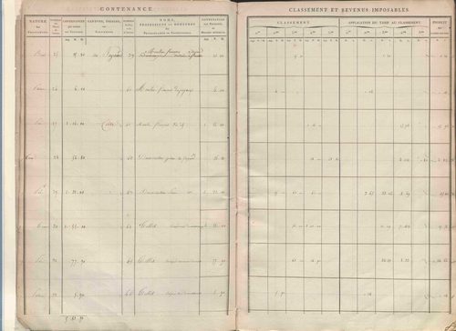 Section A dite de Thevenon, section B dite de Basse-Cour, section C dite de Rochefort, section D dite de Labatie, section E dite des Flaches, section F dite de Chavigneux, section G dite du Mousel, section H dite de Vernières.