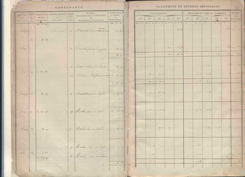 Section A dite de Thevenon, section B dite de Basse-Cour, section C dite de Rochefort, section D dite de Labatie, section E dite des Flaches, section F dite de Chavigneux, section G dite du Mousel, section H dite de Vernières.