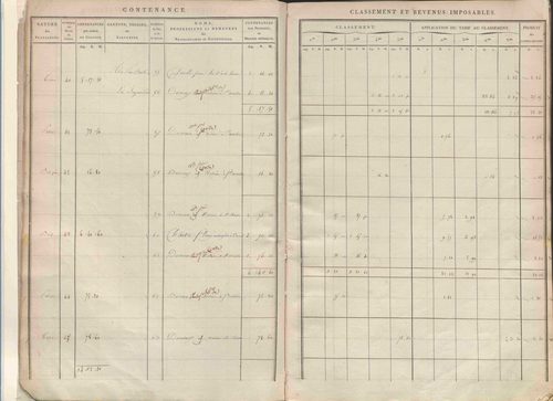 Section A dite de Thevenon, section B dite de Basse-Cour, section C dite de Rochefort, section D dite de Labatie, section E dite des Flaches, section F dite de Chavigneux, section G dite du Mousel, section H dite de Vernières.