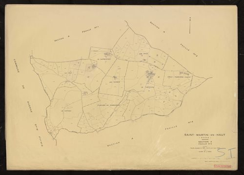 Section A feuille n°3. Feuille dressée en 1816. Mise à jour pour 1957.