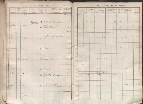 Section I dite de la Chèvre, section K dite du Chier, section L dite d'Avelaison, section M dite du Vilard, section N dite de la Carrière, section O dite du Bourg, section P dite de Montignieux, section Q dite des Plaines.