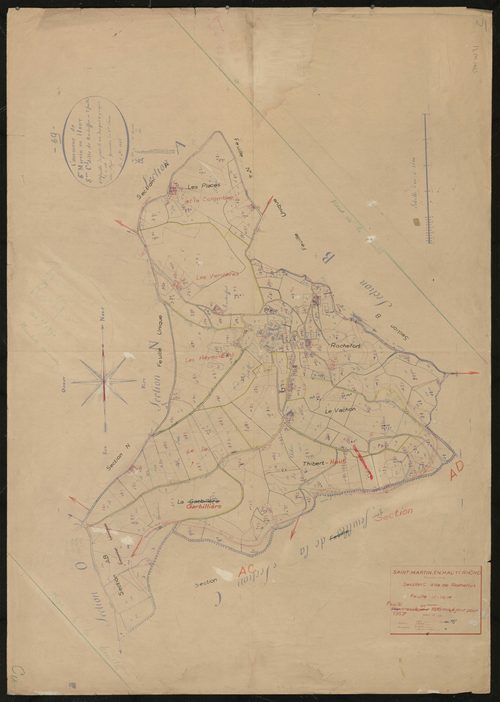 Section C dite de Rochefort, feuille unique. Feuille dressée en 1816 mise à jour pour 1957.