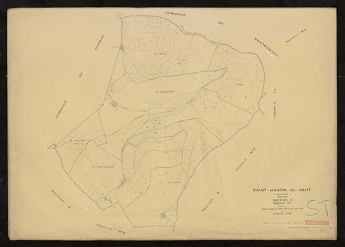 Section A feuille n°1. Feuille dressée en 1816. Mise à jour pour 1957.