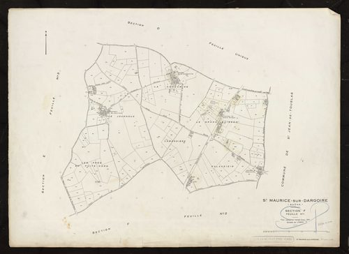 Section F feuille n°1. Plan cadastral révisé pour pour 1951.