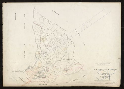 Section G feuille n°2. Plan cadastral révisé pour pour 1951. Mis à jour de mars à juin 1974.
