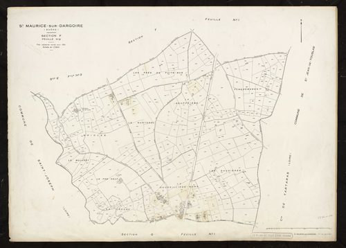 Section F feuille n°2. Plan cadastral révisé pour pour 1951.