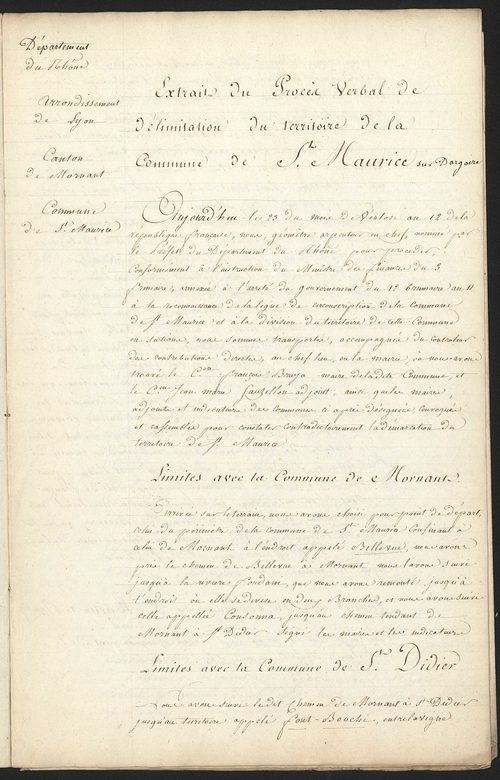 Saint-Maurice-sur-Dargoire, 23 Ventôse an XII.