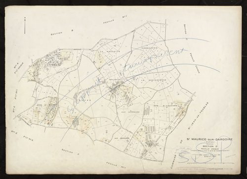 Section D feuille unique (ancienne feuille D unique et partie de l'ancienne feuille E1). Plan cadastral révisé pour pour 1951.