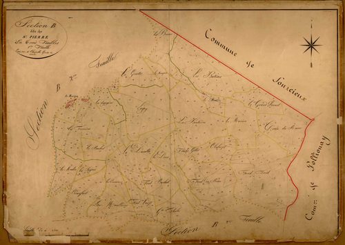Section B dite de Saint-Pierre-Lapalu, feuille n°2 (parcelles 1-471).