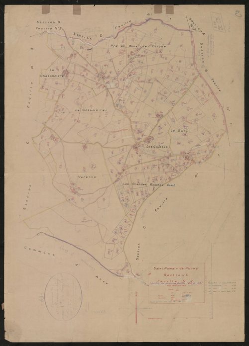 Section C feuille n°2 (parties des anciennes feuilles C2 et C3). Plan révisé pour 1951.