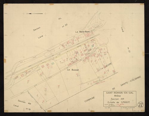 Section AM : parcelles n° 1-8, 85-120. Planchette n°22.