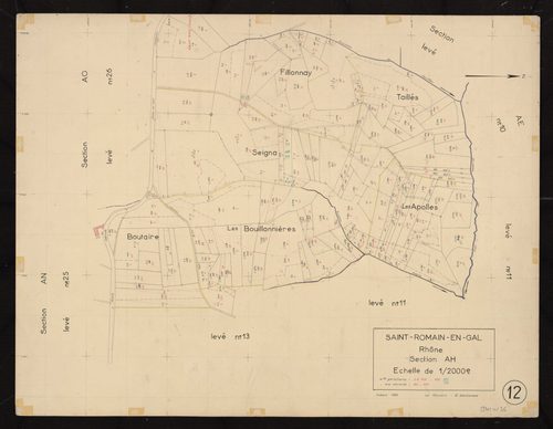 Section AH : parcelles n° 3-105, 123. Planchette n°12.