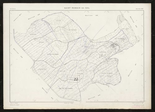 Section AH. Feuille renouvelée pour 1964. Remembrée en section ZD.