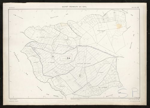 Section AB. Feuille renouvelée pour 1964. Remembrée en section ZA.