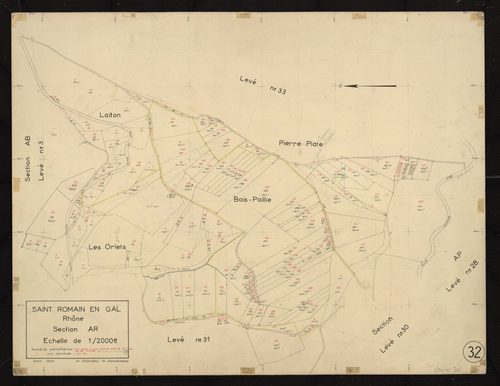 Section AR : parcelles n° 32, 38-51, 54-64, 97-105, 109-118, 132-134. Planchette n°32.