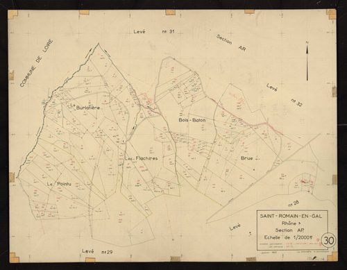 Section AP : parcelles n° 1-72, 128-136, 140-141. Planchette n°30.