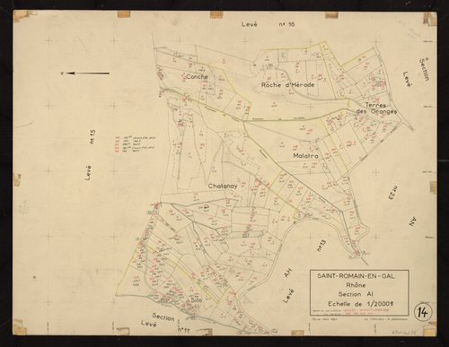 Section AI : parcelles n° 27-37, 121-207, 209-245. Planchette n°14.
