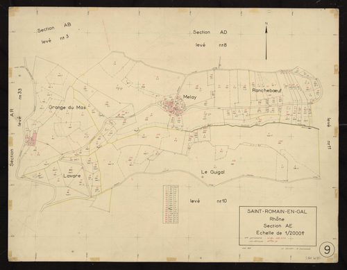 Section AE : parcelles n° 1-89, 205-211. Planchette n°9.