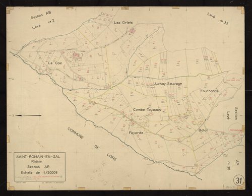 Section AR : parcelles n° 1-30, 33-37, 198-208, 211-212, 215-281. Planchette n°31.