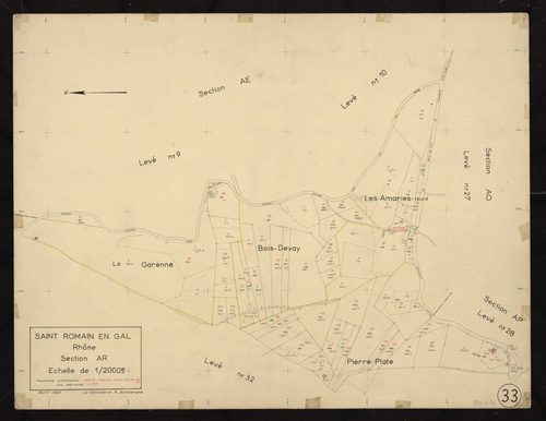 Section AR : parcelles n° 65-96, 106-108, 119-131, 135-136, 139-140. Planchette n°33.