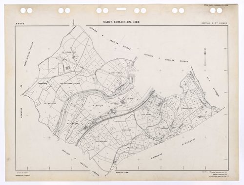 Section D feuille unique. Cadastre renouvelé pour 1953. Edition à jour pour 1985.