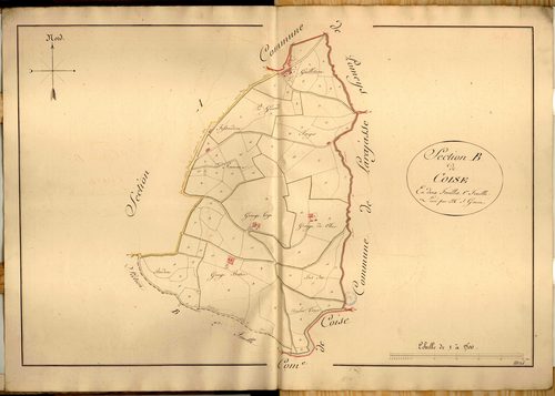 Section B dite de Coise, feuille n°1 (parcelles 1-100).