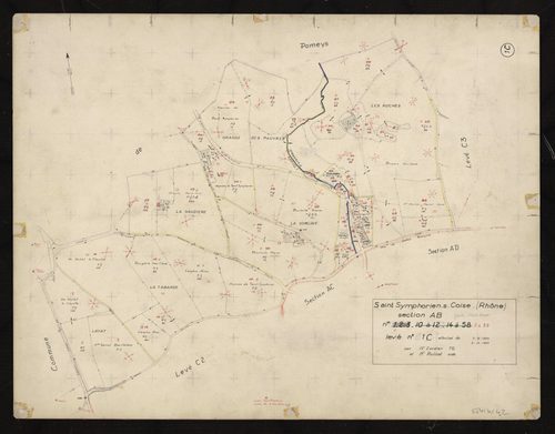 Section AB partie Nord-Ouest : parcelles 8-33. Levé n°1C effectué du 7 septembre au 2 octobre 1955.