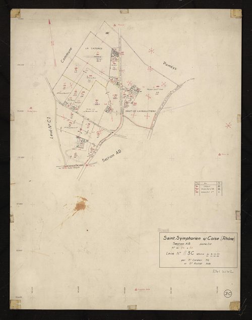 Section AB partie Est : parcelles 34-50. Levé n°3C effectué du 8 au 17 octobre 1955.