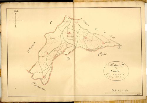 Section B dite de Coise, feuille n°2 (parcelles 101-201).