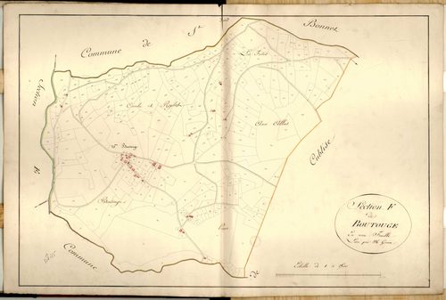 Section F dite de Boutouge, feuille unique : section attribuée à Meaux-la-Montagne en 1844.