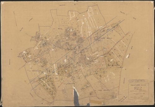 Section A 1ère feuille (parties des anciennes 1ère feuille de la section A, 1ère feuille de la section B et feuille unique de la section C). Plan révisé pour 1936. Réédité pour 1982.