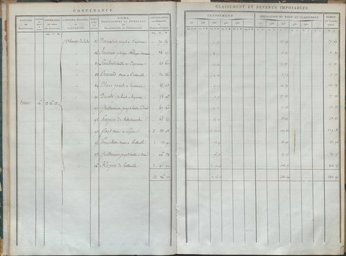État de sections et matrice de rôle de la contribution foncière.