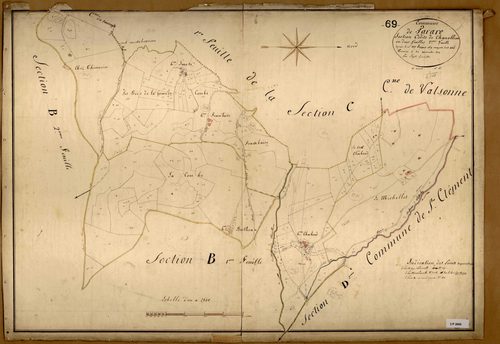 Section C dite de Chanelière, feuille n°2 (parcelles 327-486).