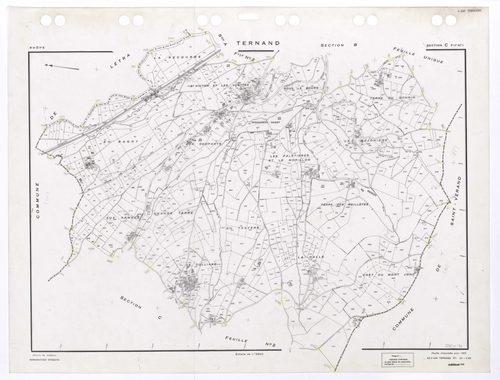 Section C feuille n°1. Cadastre renouvelé pour 1954. Edition à jour pour 1996.