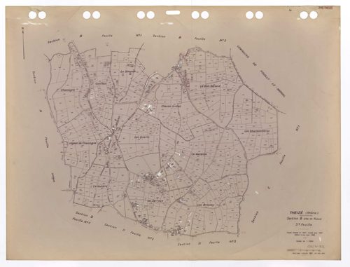 Section B dite de Ruissel 3e feuille. Feuille dressée en 1827 révisée pour 1937. Edition à jour pour 1983.