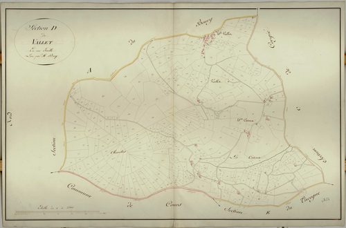 Section D dite du Vallet, feuille unique (parcelles 1-521).