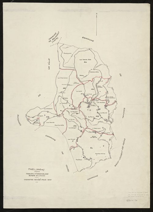 Tableau d'assemblage (TA). Cadastre révisé pour 1973.