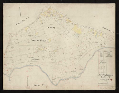 Section AB partie Sud : parcelles n° 123-173, 373-448. Levé effectué du 21 décembre 1954 au 15 janvier 1955 : planchette n°4.