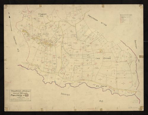 Section AD partie Sud : parcelles n° 121-132, 134-294, 308-310, 313-319, 321-322. Levé effectué du 1er au 25 février 1957 : planchette n°6R.