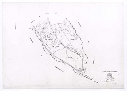 Section B feuille n°3 (ancienne 2e feuille). Plan révisé pour 1936.