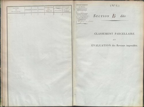 État de sections et matrice de rôle de la contribution foncière.