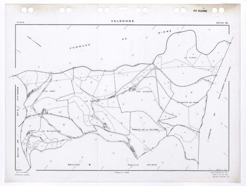 Section AL. Feuille renouvelée pour 1972. Edition à jour pour 1983.