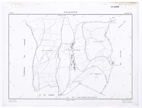 Section AE. Feuille renouvelée pour 1972. Edition à jour pour 1983.