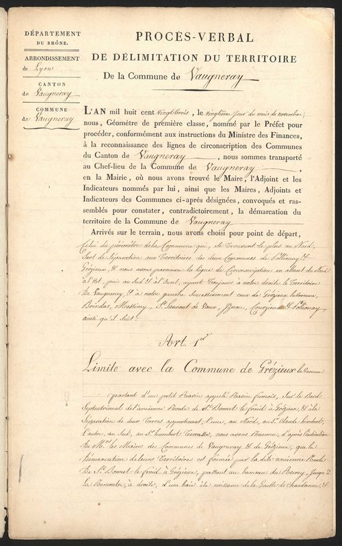 Vaugneray, 20 novembre 1823.