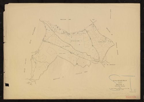 Section C feuille unique. Feuille dressée en 1824, mise à jour pour 1956.