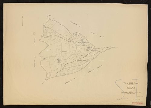 Section I feuille n°2 (ancienne feuille J2). Feuille dressée en 1824, mise à jour pour 1956.