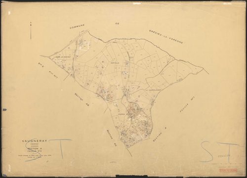 Section A feuille n°2. Feuille dressée en 1824, mise à jour pour 1956.