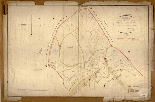 Section L dite de Saint-Clair, feuille n°1 (parcelles 1-130) : section attribuée à Yzeron en 1852.
